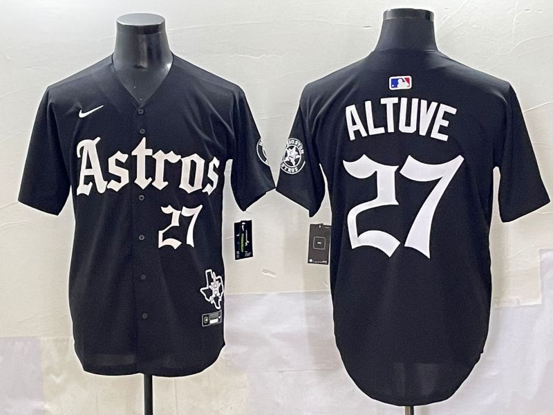 Men 2025 Houston Astros #27 Altuve Black Five generations Joint Name Nike MLB Jersey style 13